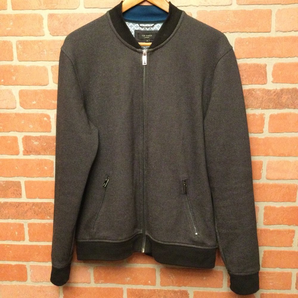 Ted Baker mens size 4 Jacket black zip up pockets
